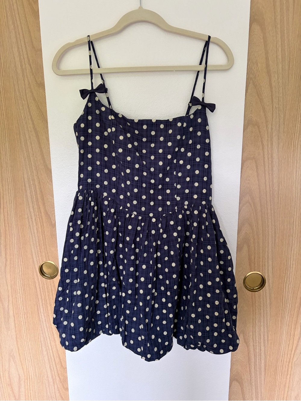 Women’s Navy Polka Dot Spaghetti Strap Dress